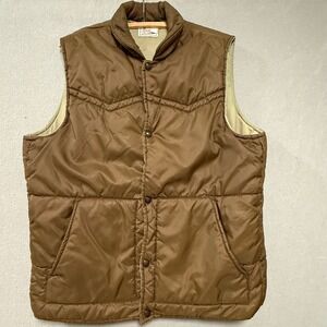 Vintage H Bar C California Ranchwear Rare 70s Western Quilted Puffer Vest Large